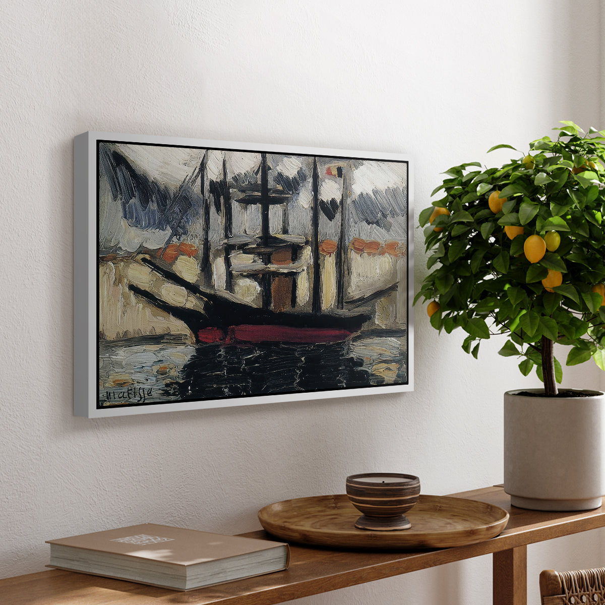 Two Boats Side by Side, Port of Marseilles, c. 1916 - Floater Framed Canvas Print