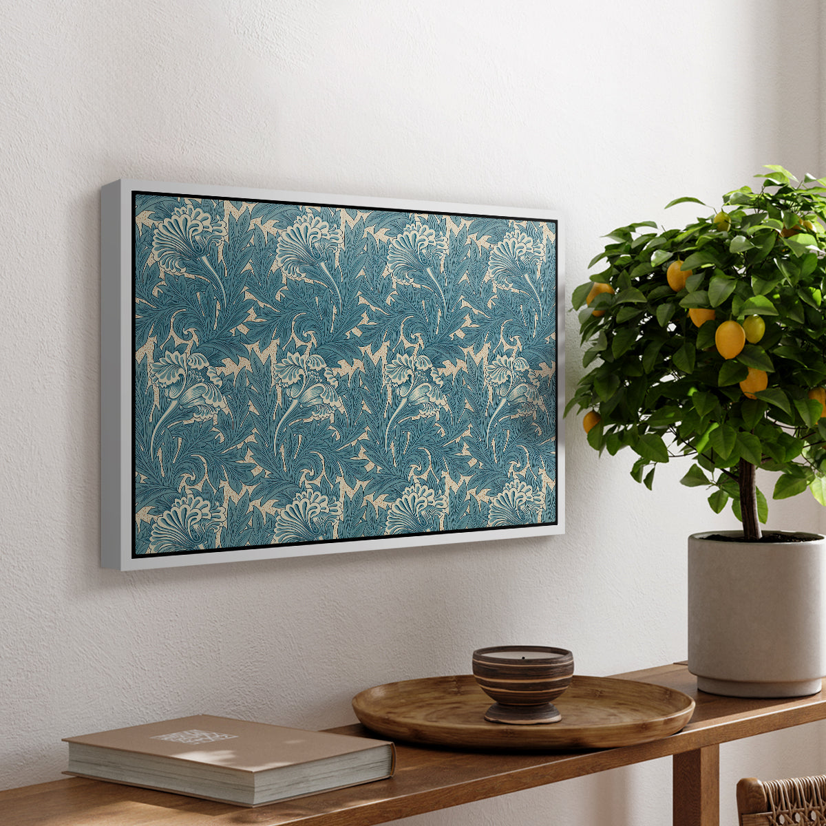 Tulip (Teal), 1875 - Floater Framed Canvas Print