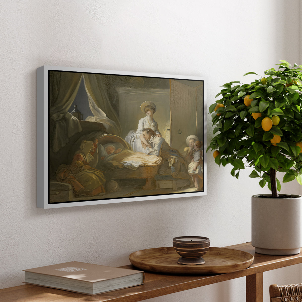 The Visit to the Nursery, c. 1775 - Floater Framed Canvas Print