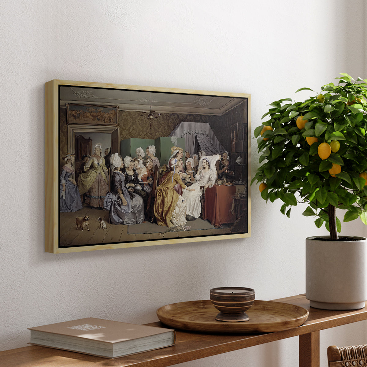 The Maternity Room (Scene from "Barselstuen"), 1845 - Floater Framed Canvas Print