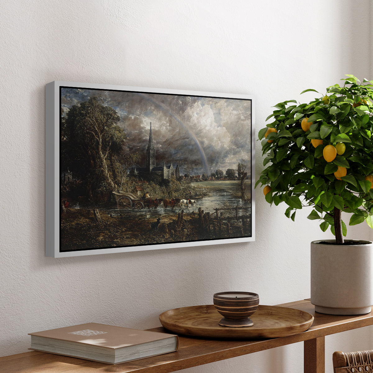 Salisbury Cathedral from the Meadows (Detail), 1831 - Floater Framed Canvas Print