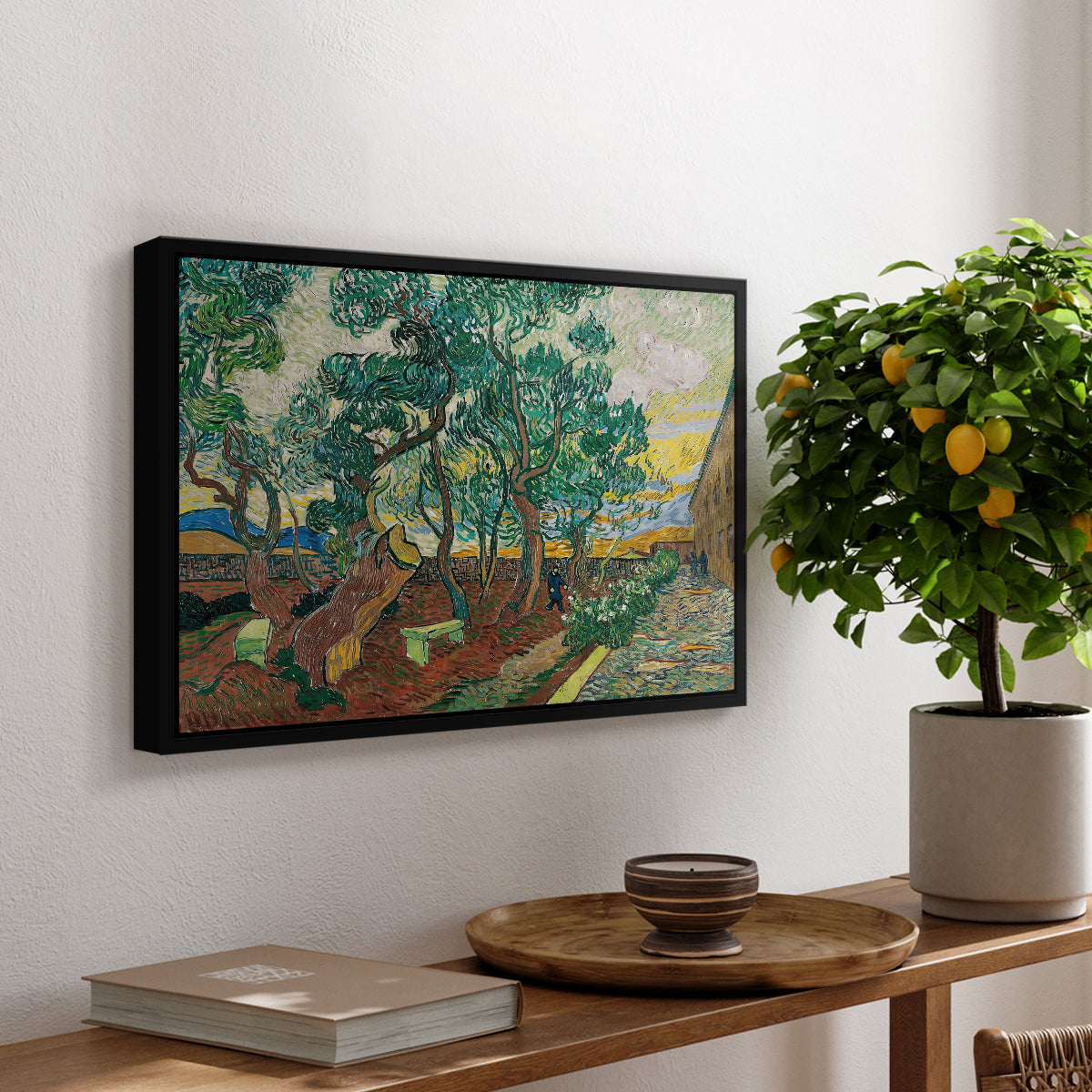 The Garden of Saint-Paul Hospital, 1889 - Floater Framed Canvas Print