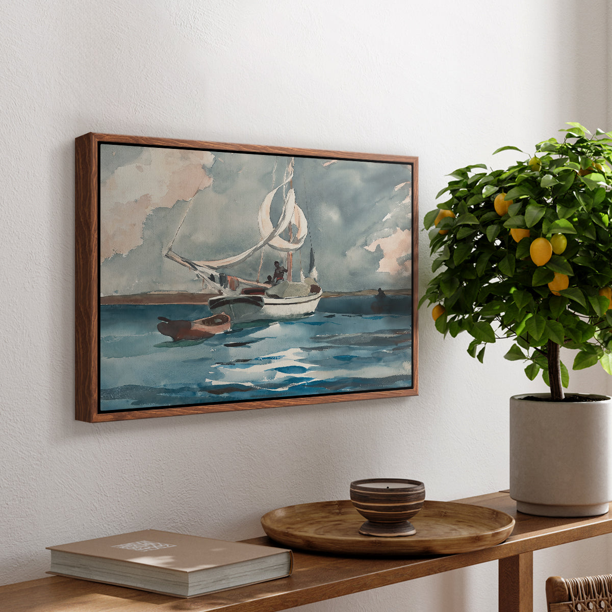 Sloop, Nassau, 1899 - Floater Framed Canvas Print