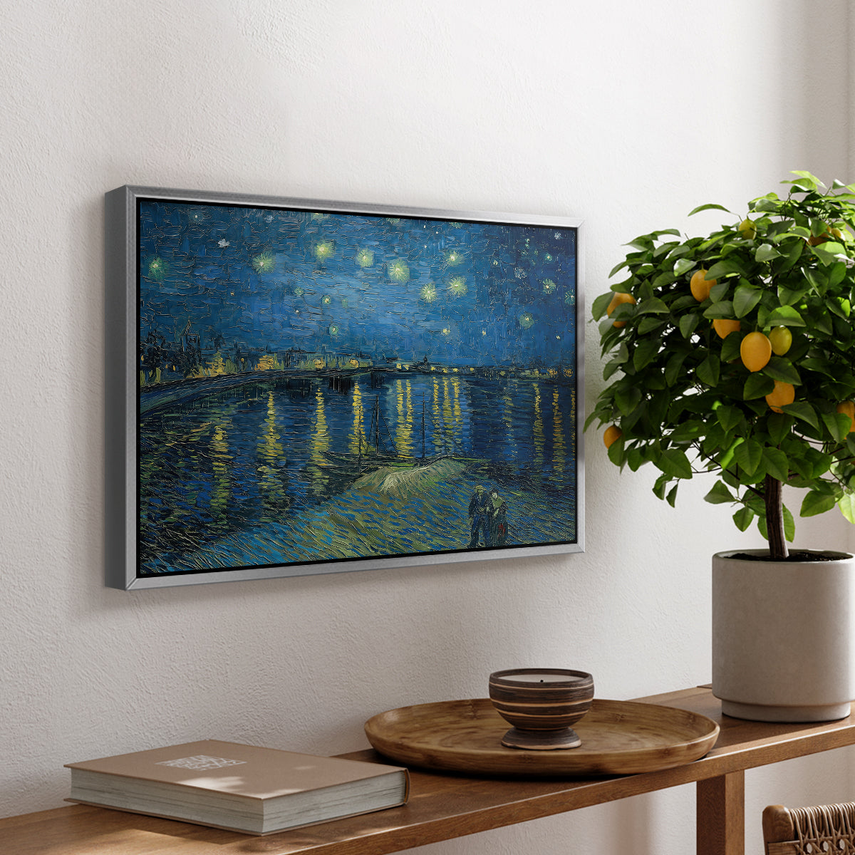 Starry Night Over the Rhône, 1888 - Floater Framed Canvas Print