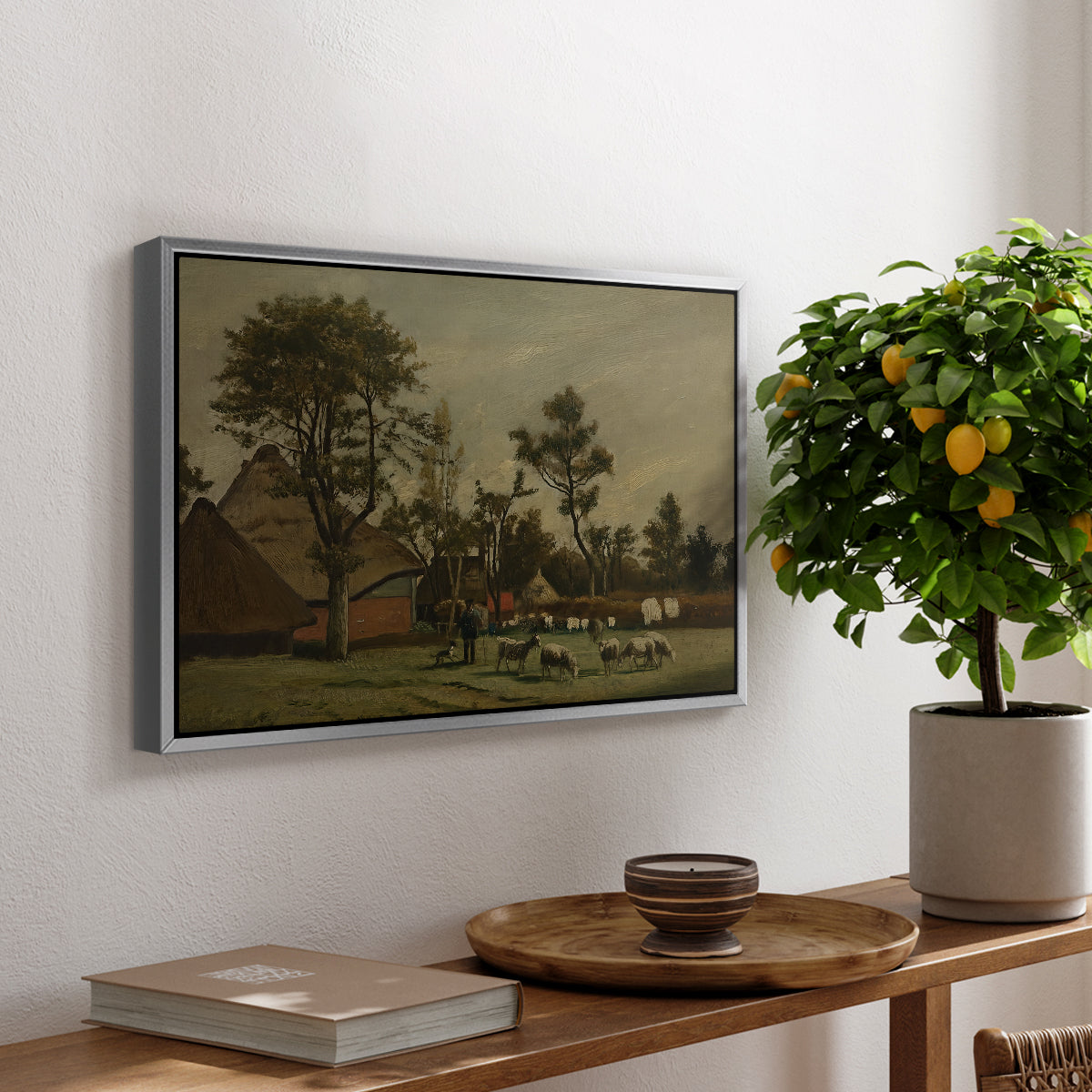 Farmhouse, c. 1865-1875 - Floater Framed Canvas Print