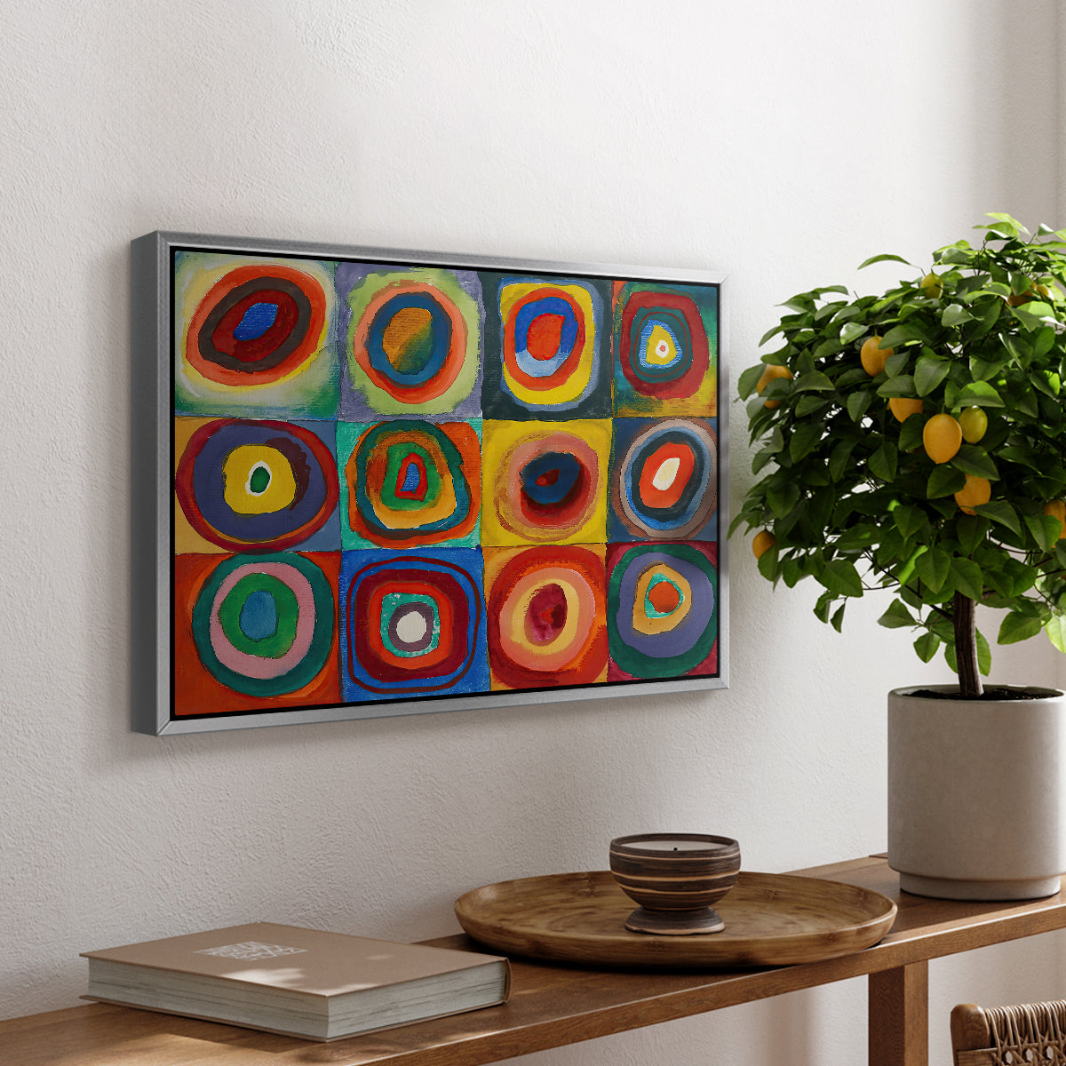 Color Study: Squares with Concentric Circles, 1913 - Floater Framed Canvas Print