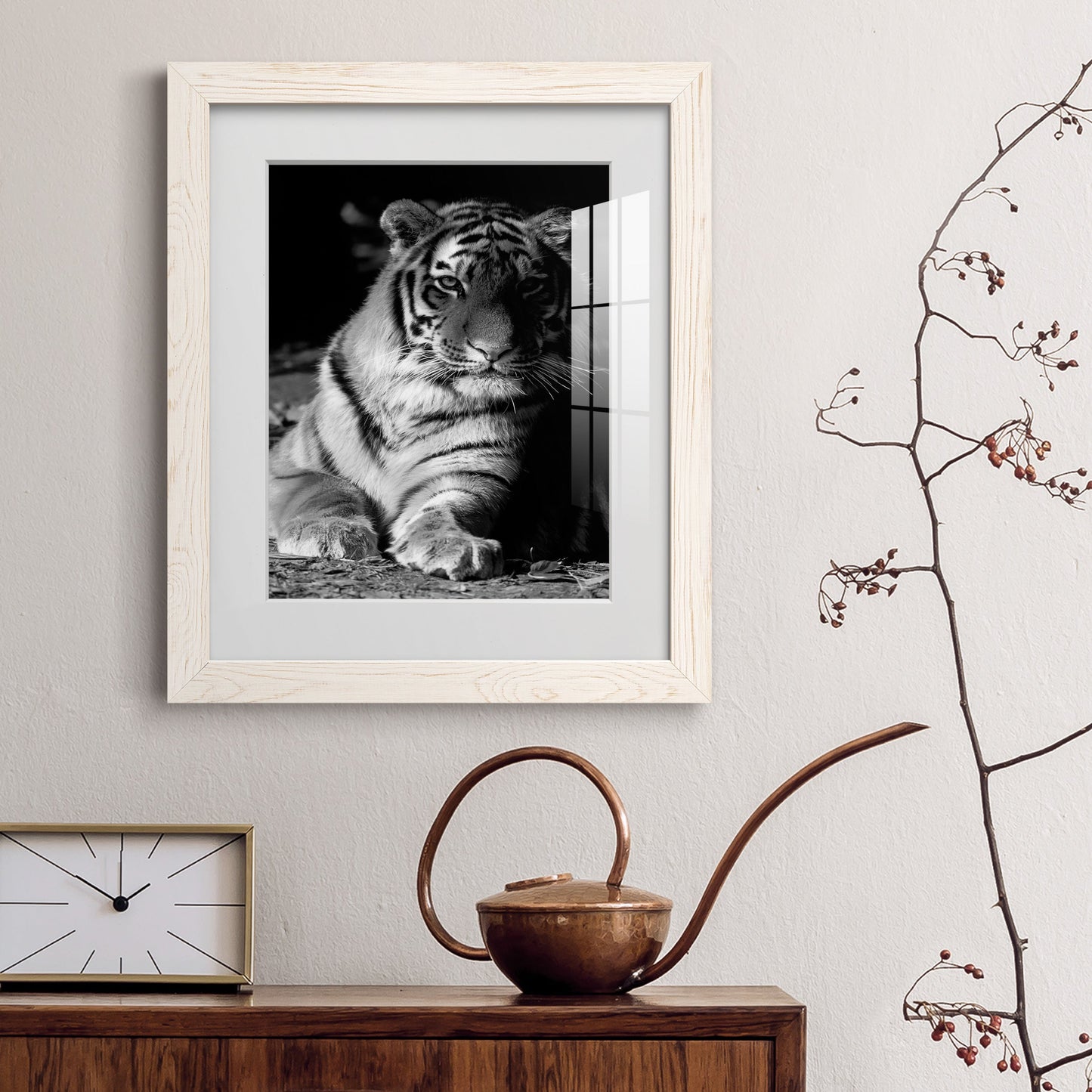 Tiger Repose - Premium Framed Print - Distressed Barnwood Frame - Ready to Hang