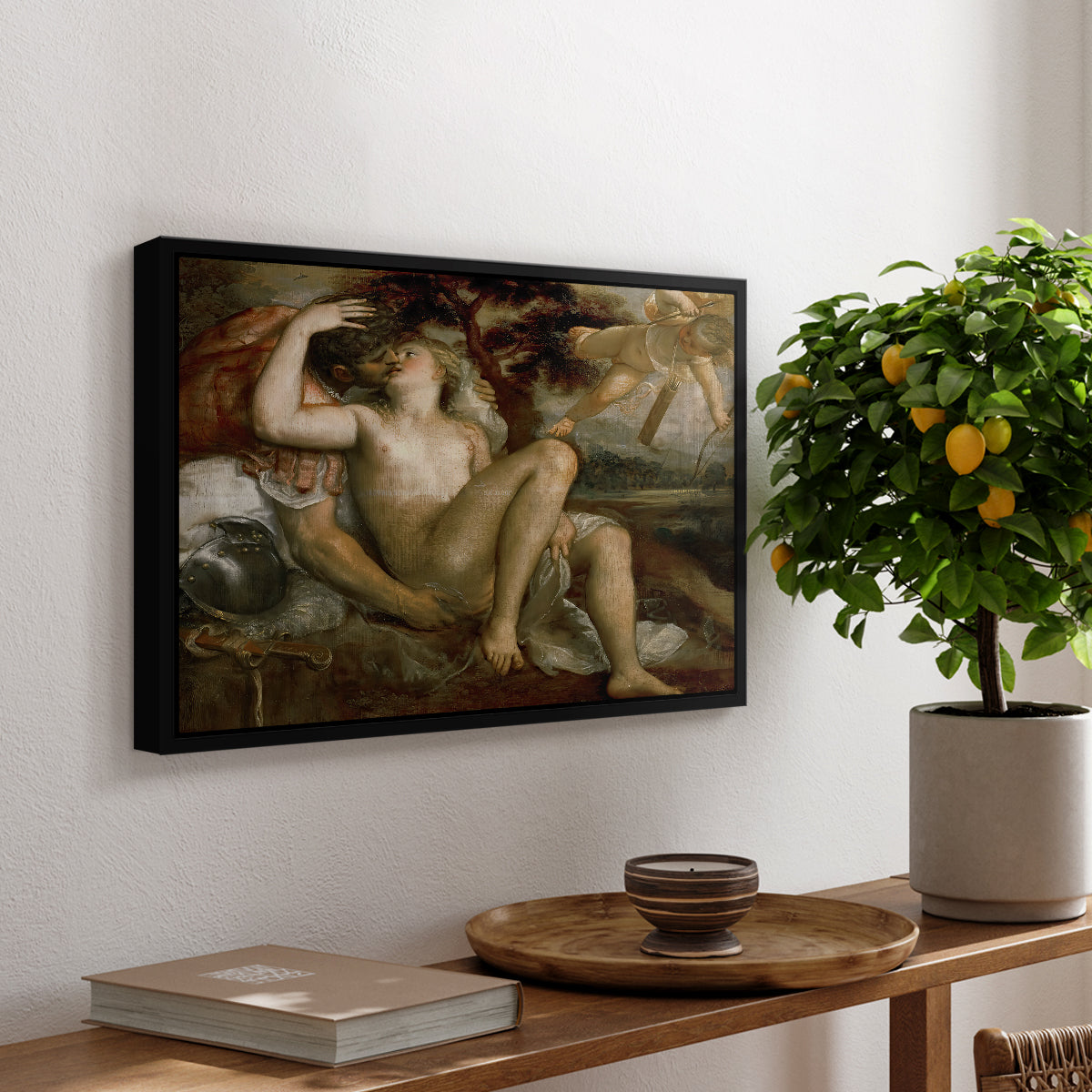 Mars, Venus and Cupid, c. 1530 - Floater Framed Canvas Print