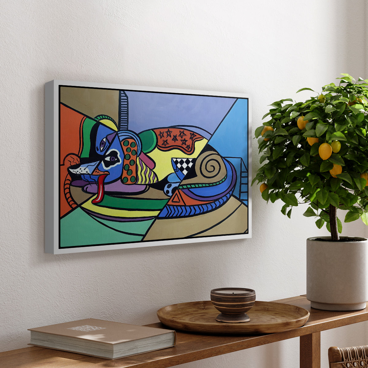 A Dog Named Picasso - Floater Framed Canvas Print