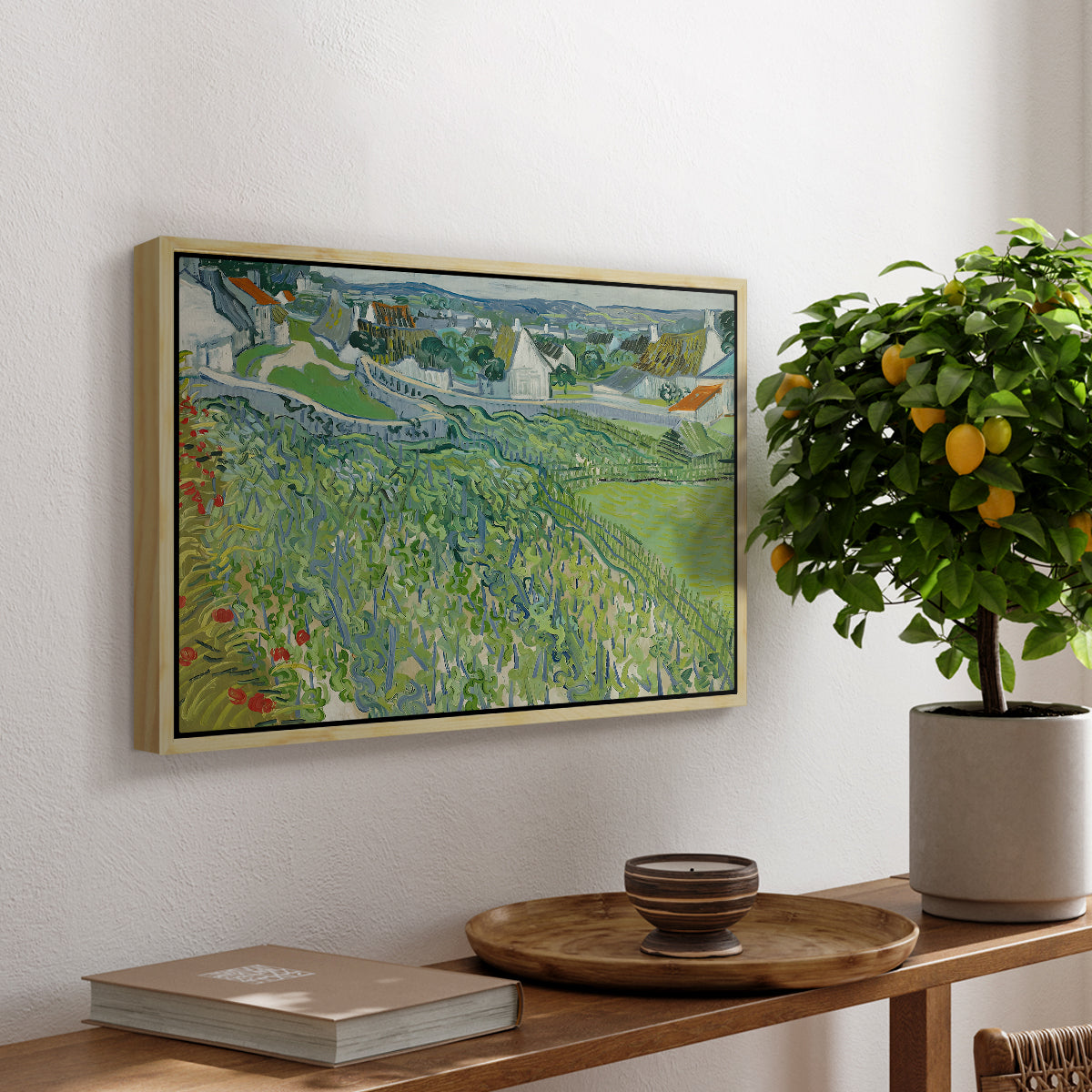 Vineyards at Auvers, 1890 - Floater Framed Canvas Print
