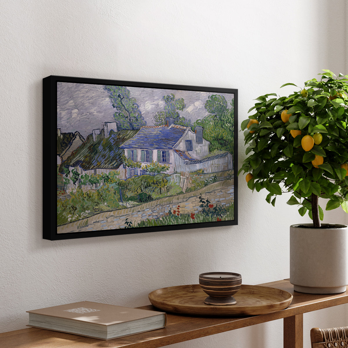 Houses in Auvers, 1890 - Floater Framed Canvas Print