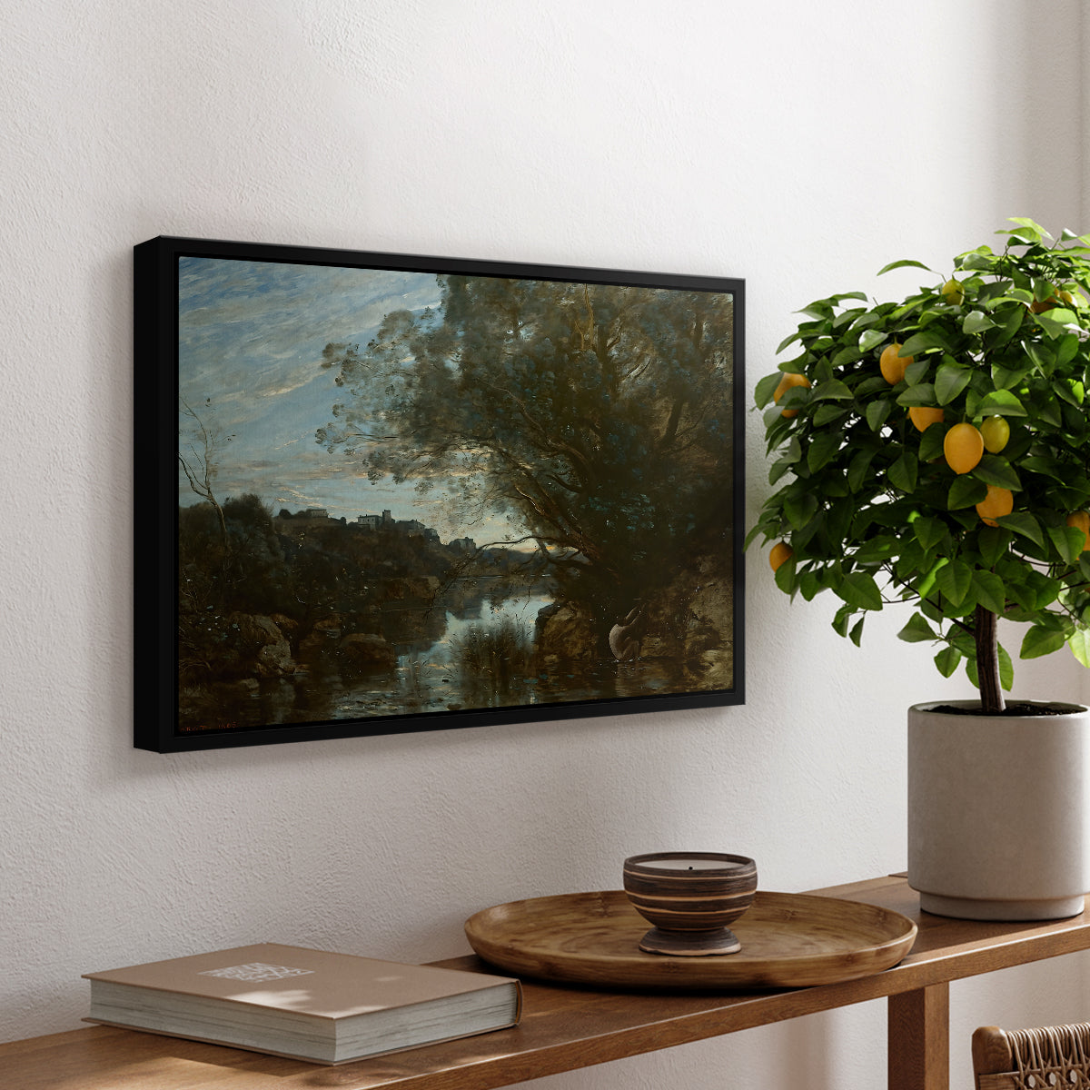 Souvenir of the Environs of Lake Nemi, 1865 - Floater Framed Canvas Print