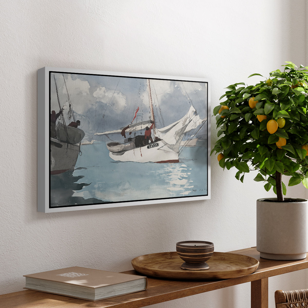 Fishing Boats, Key West, 1903 - Floater Framed Canvas Print