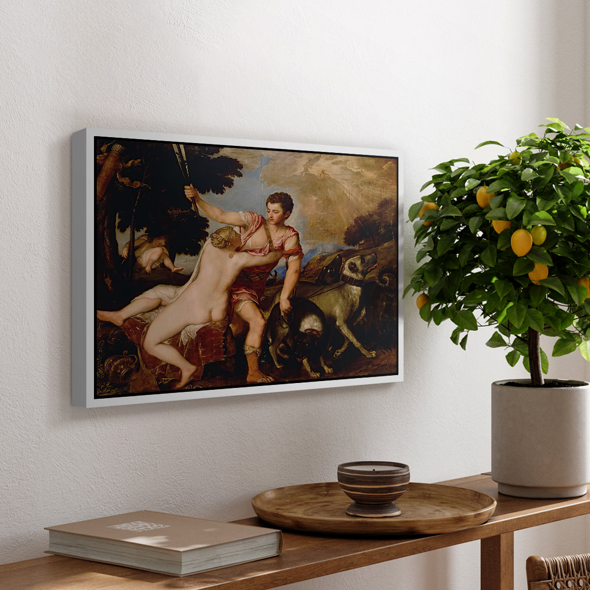 Venus and Adonis, 1554 - Floater Framed Canvas Print