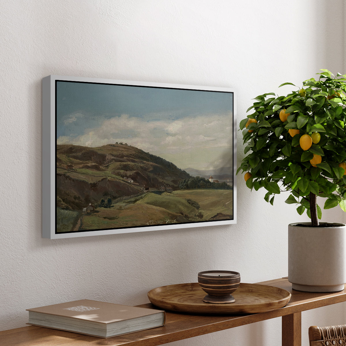 Ekeberg and Oslo Church, 1852 - Floater Framed Canvas Print