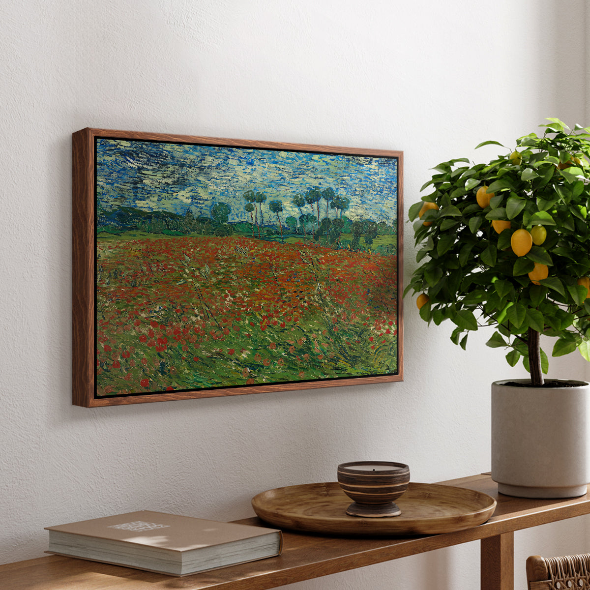 Field with Poppies, 1889 - Floater Framed Canvas Print