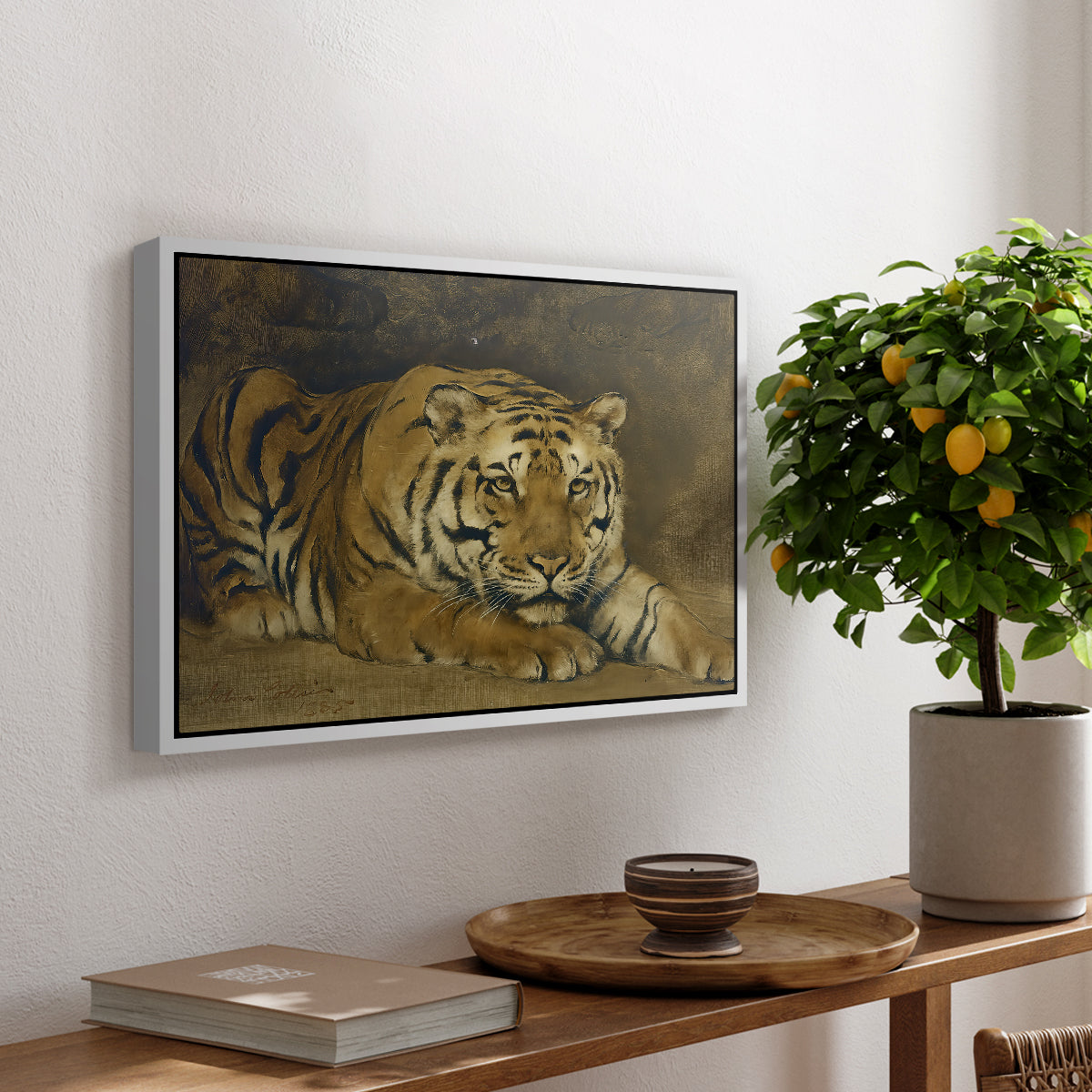 Study of a Tiger for Circe, 1885 - Floater Framed Canvas Print