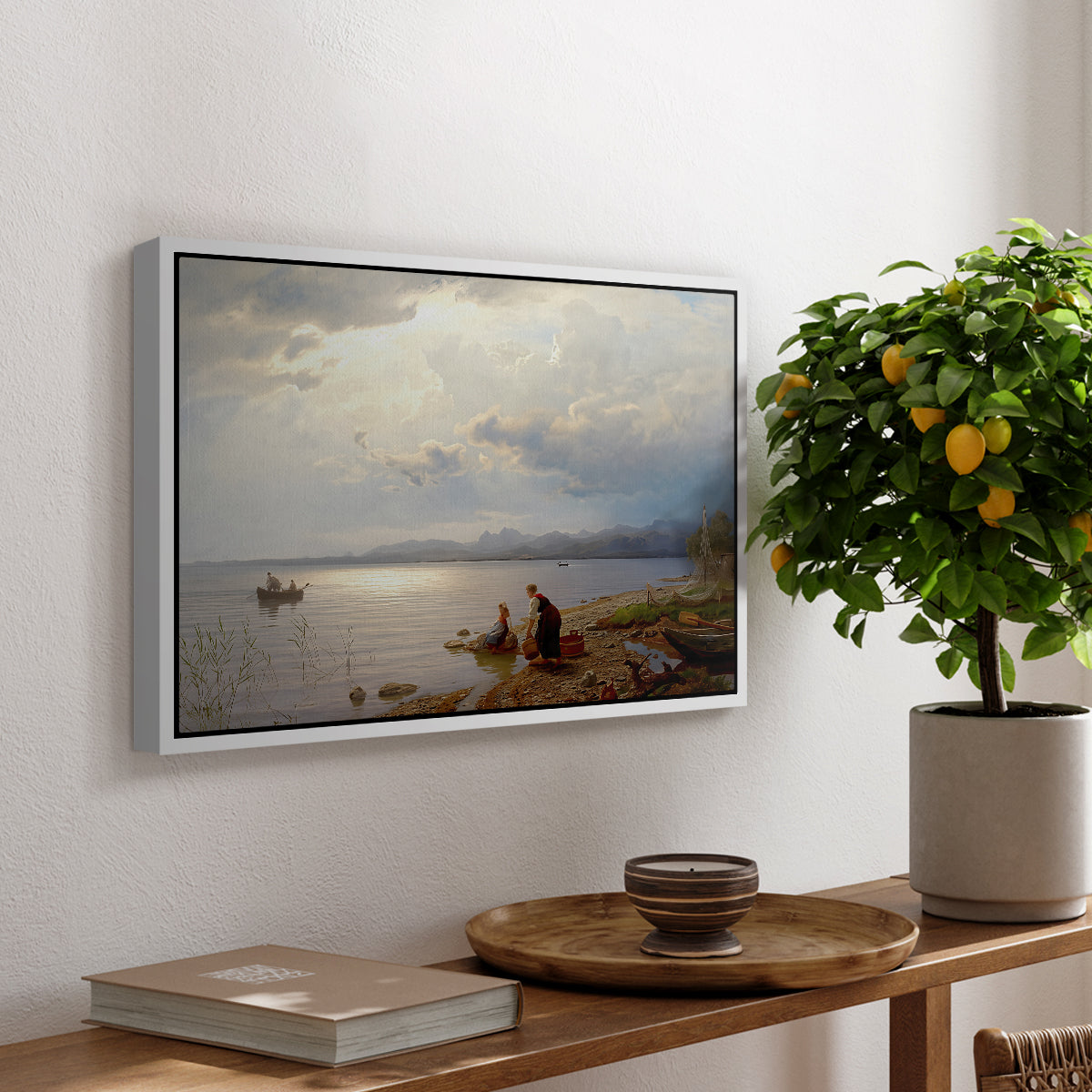 On the Banks of the Chiemsee, 1871 - Floater Framed Canvas Print