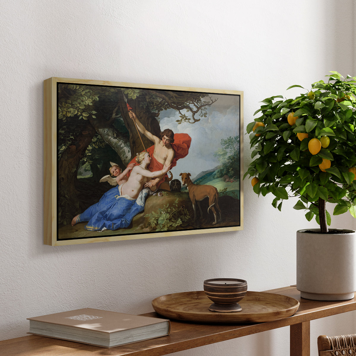 Venus and Adonis, 1632 - Floater Framed Canvas Print