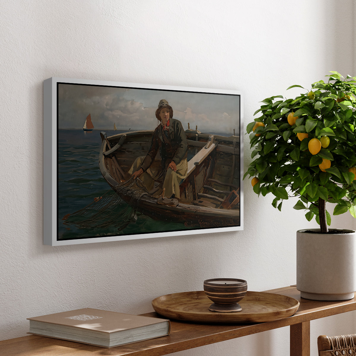 Fishermen from Rügen, 1882 - Floater Framed Canvas Print