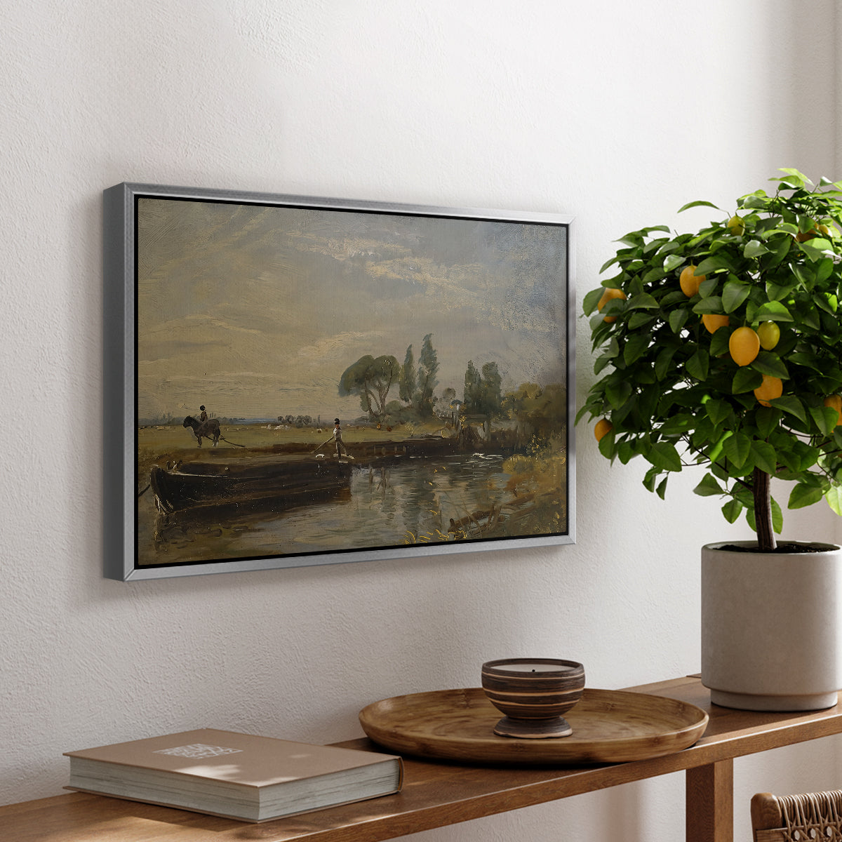 Barge below Flatford Lock, c. 1810 - Floater Framed Canvas Print