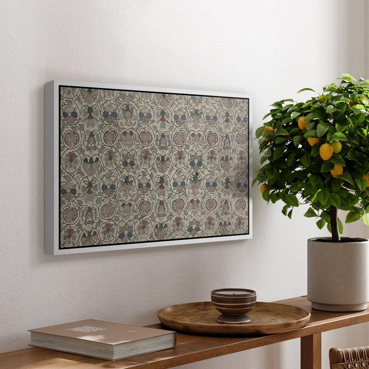 Long Cushion Cover (Printed Textile), c. 1600 - Floater Framed Canvas Print