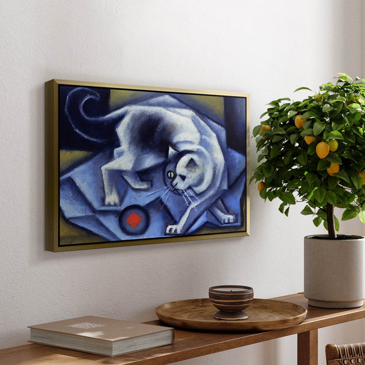 Cat Playing with a Ball, 1945-1950 - Floater Framed Canvas Print