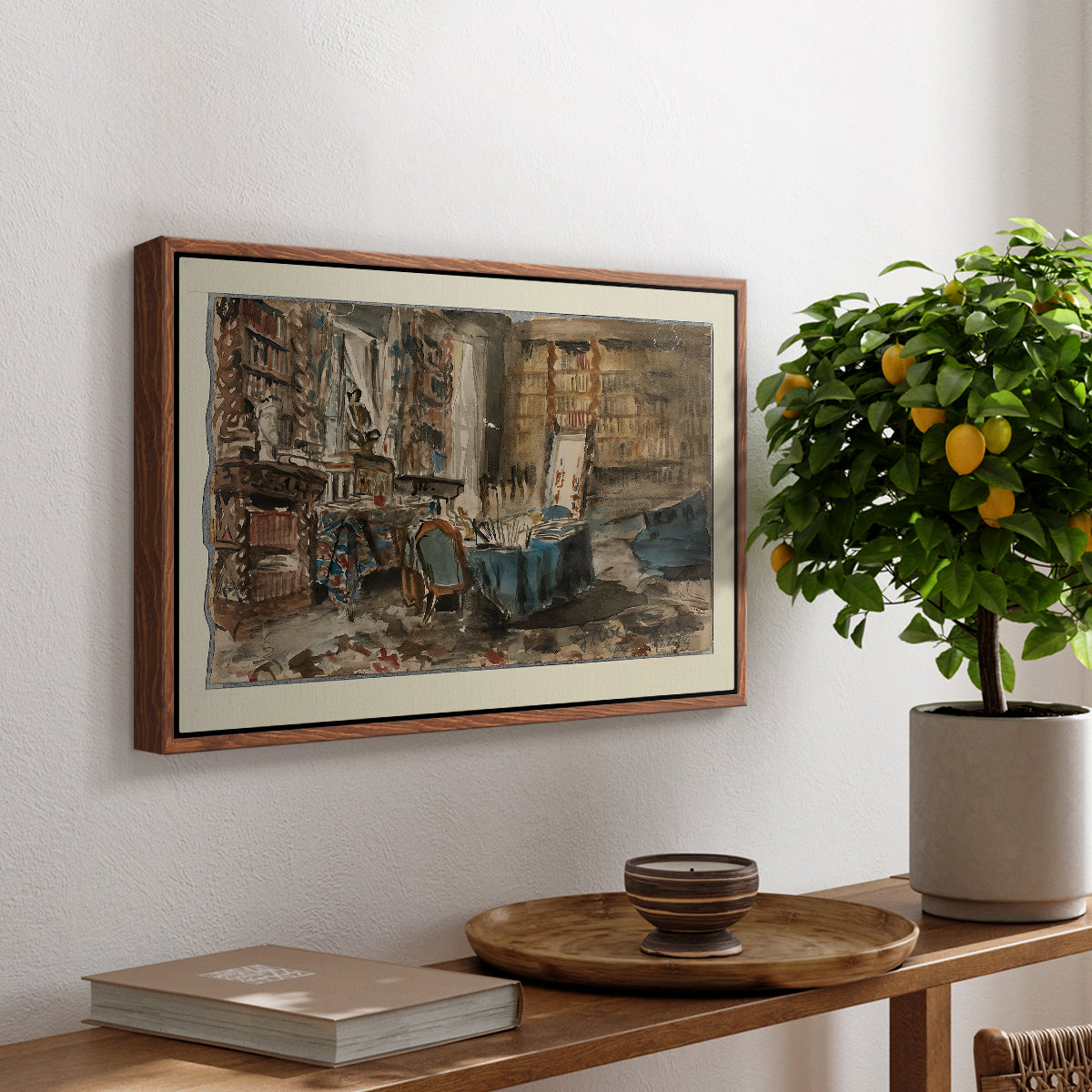 Cabinet de Flaubert à Croisset, 1874 - Floater Framed Canvas Print