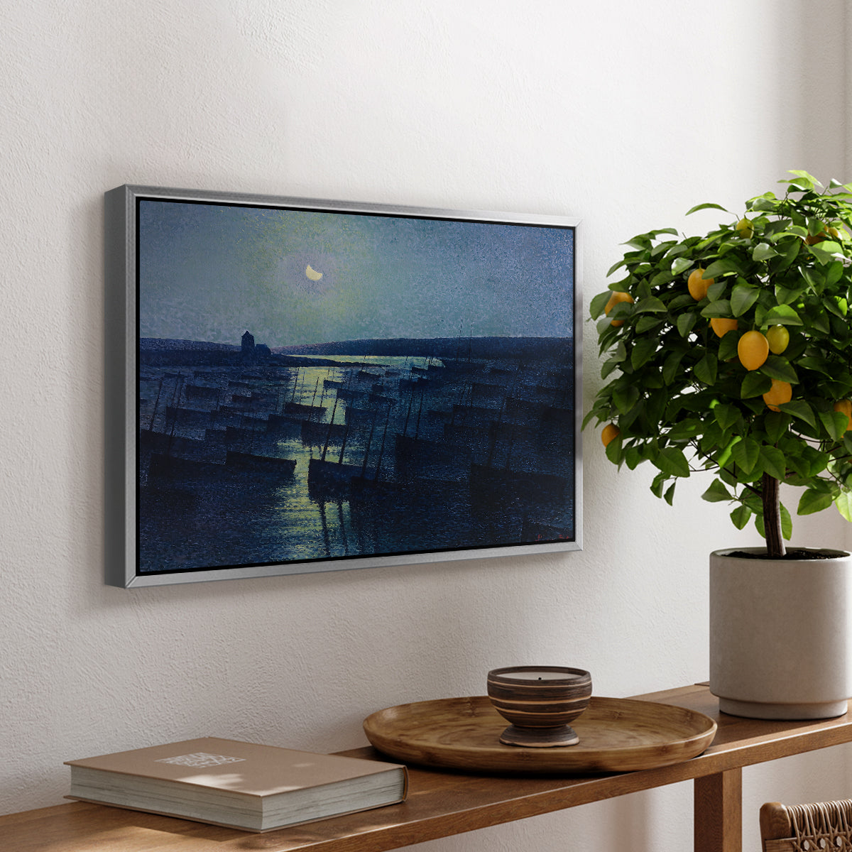 Camaret, Moonlight and Fishing Boats, 1894 - Floater Framed Canvas Print
