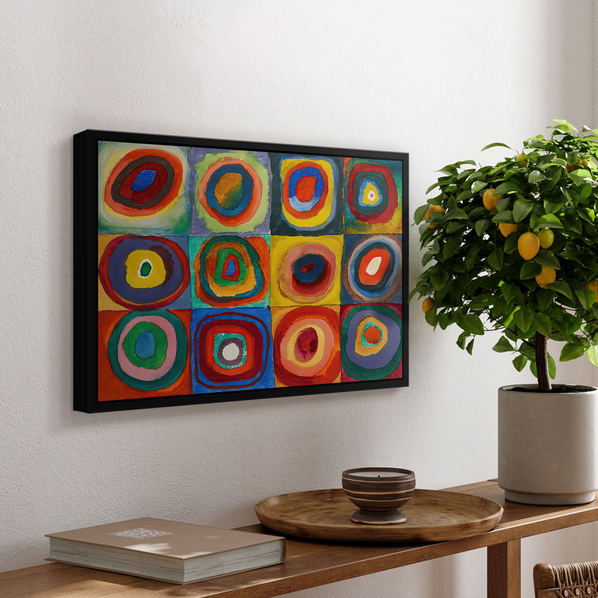 Color Study: Squares with Concentric Circles, 1913 - Floater Framed Canvas Print