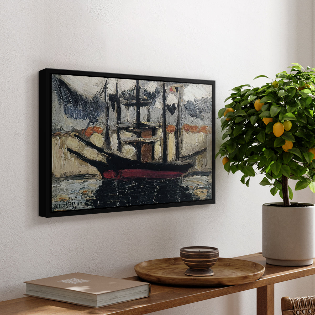 Two Boats Side by Side, Port of Marseilles, c. 1916 - Floater Framed Canvas Print