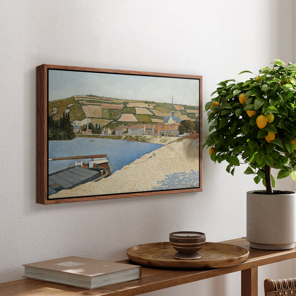 The Riverbank, Les Andelys, 1886 - Floater Framed Canvas Print