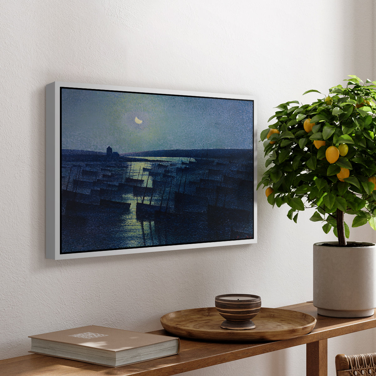 Camaret, Moonlight and Fishing Boats, 1894 - Floater Framed Canvas Print