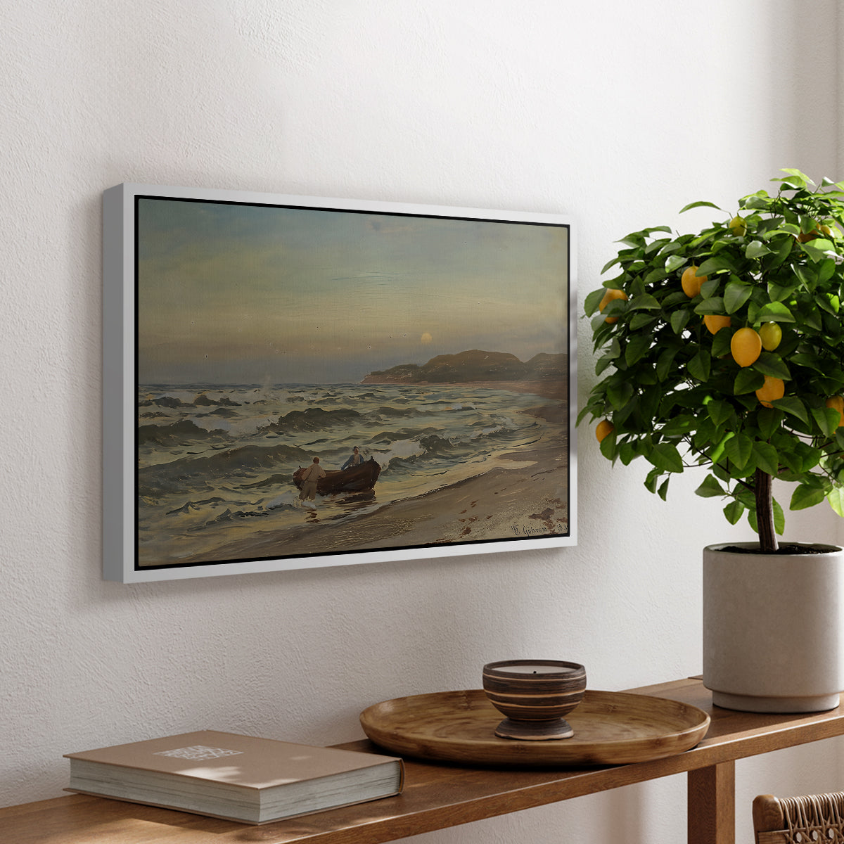 Storm at Rügen, 1882 - Floater Framed Canvas Print