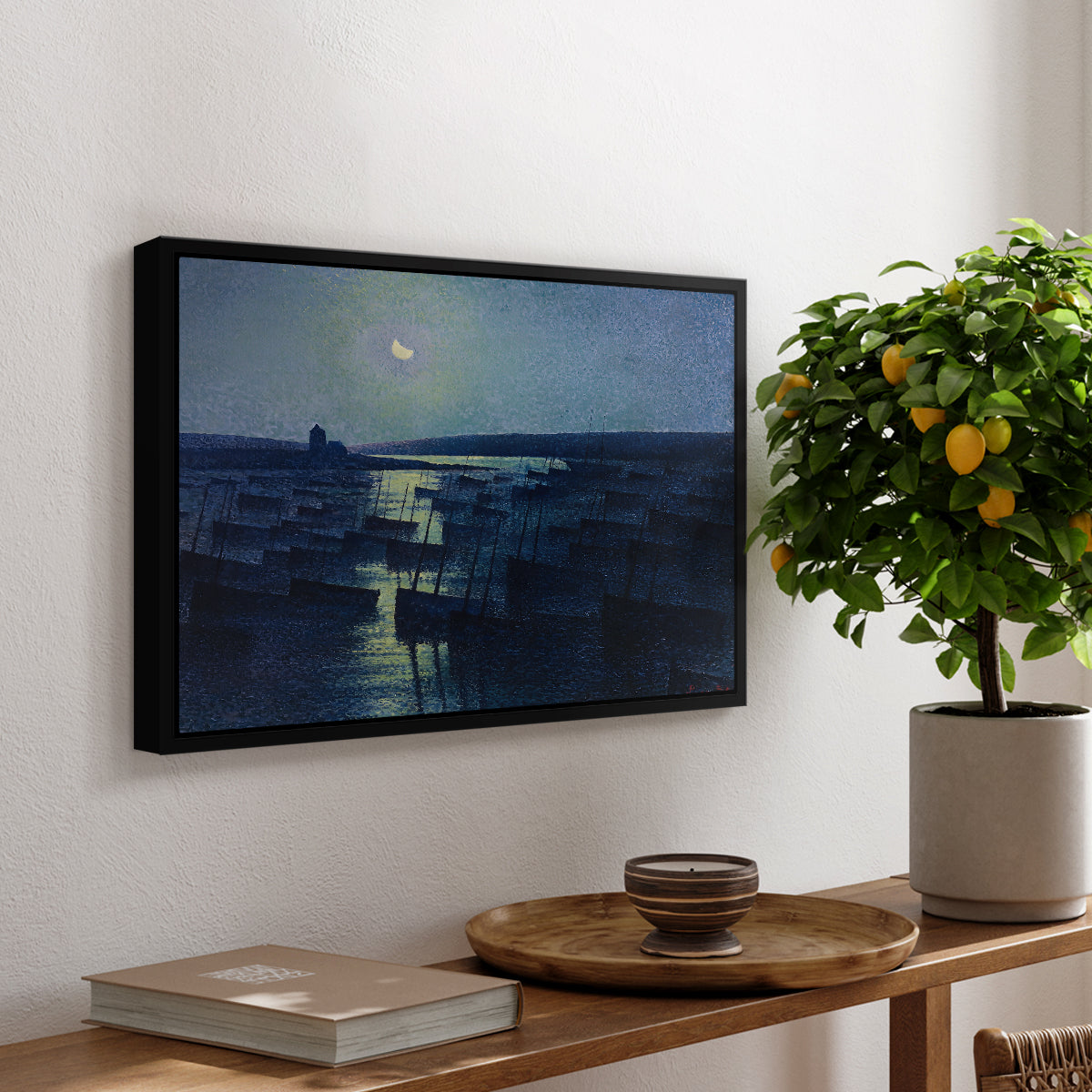 Camaret, Moonlight and Fishing Boats, 1894 - Floater Framed Canvas Print