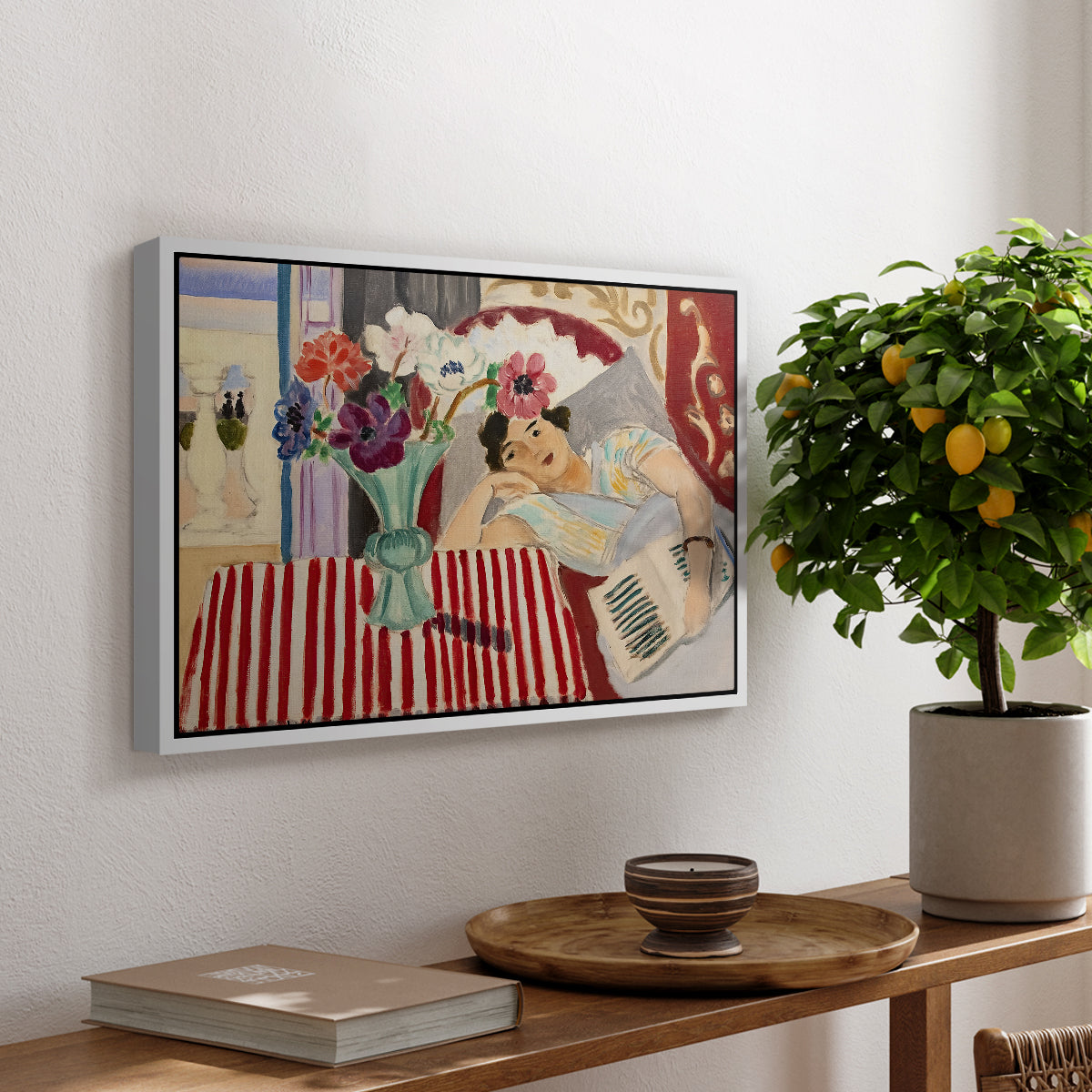 Woman with Anemones (Femme et anémones), c. 1920-1921 - Floater Framed Canvas Print