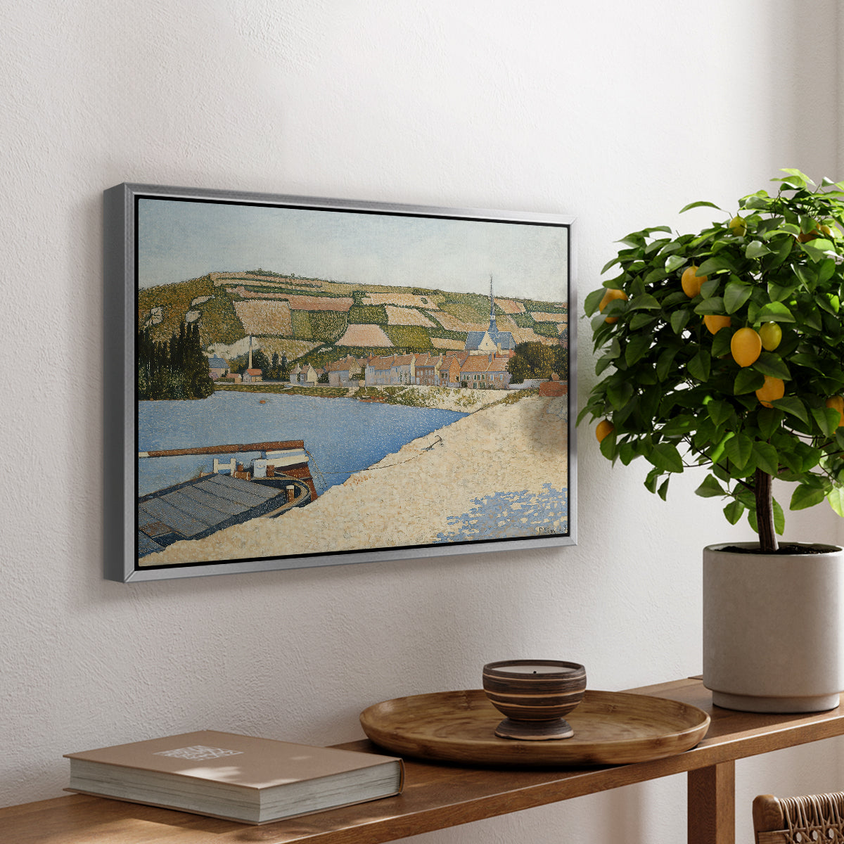The Riverbank, Les Andelys, 1886 - Floater Framed Canvas Print