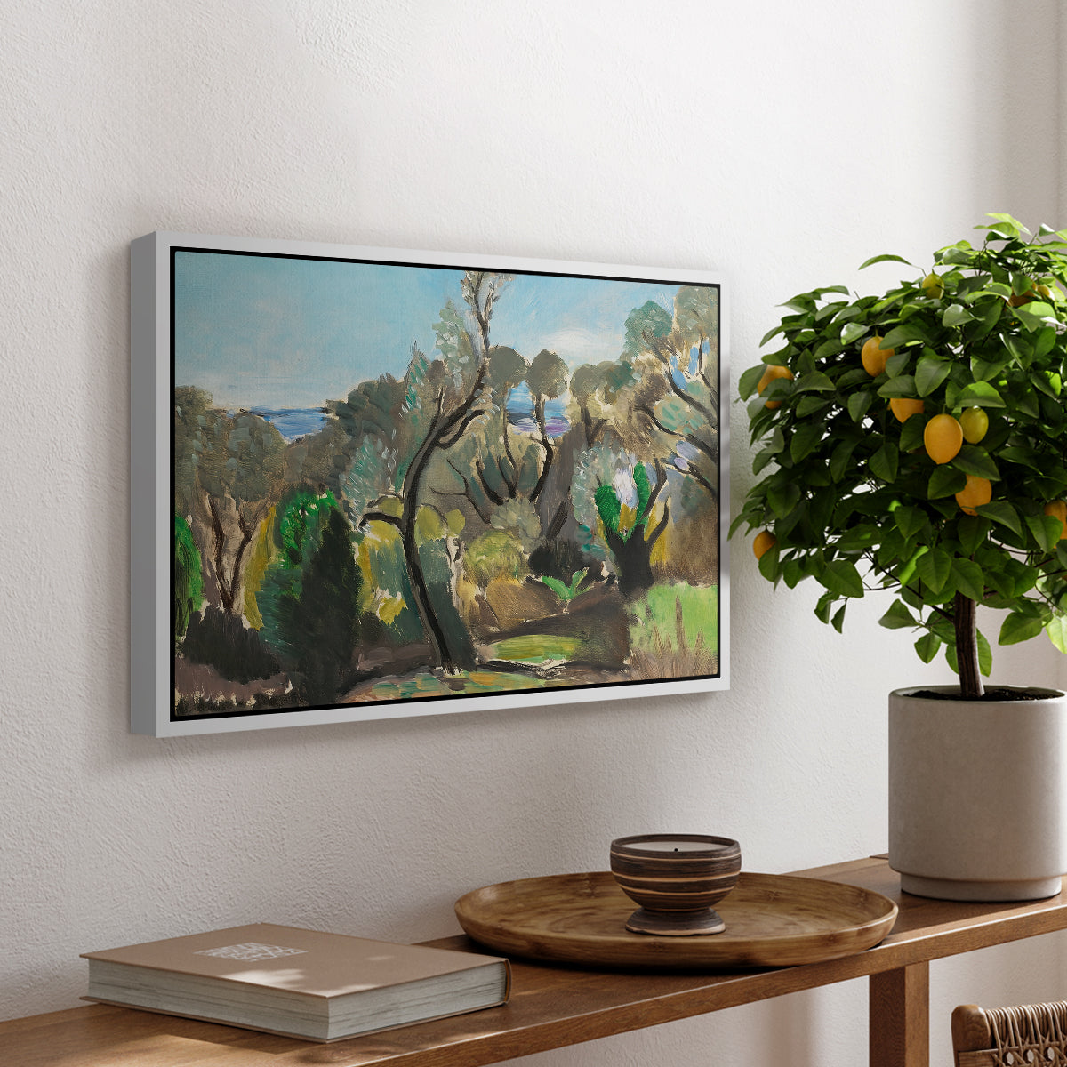 Landscape near Nice, c. 1918 - Floater Framed Canvas Print