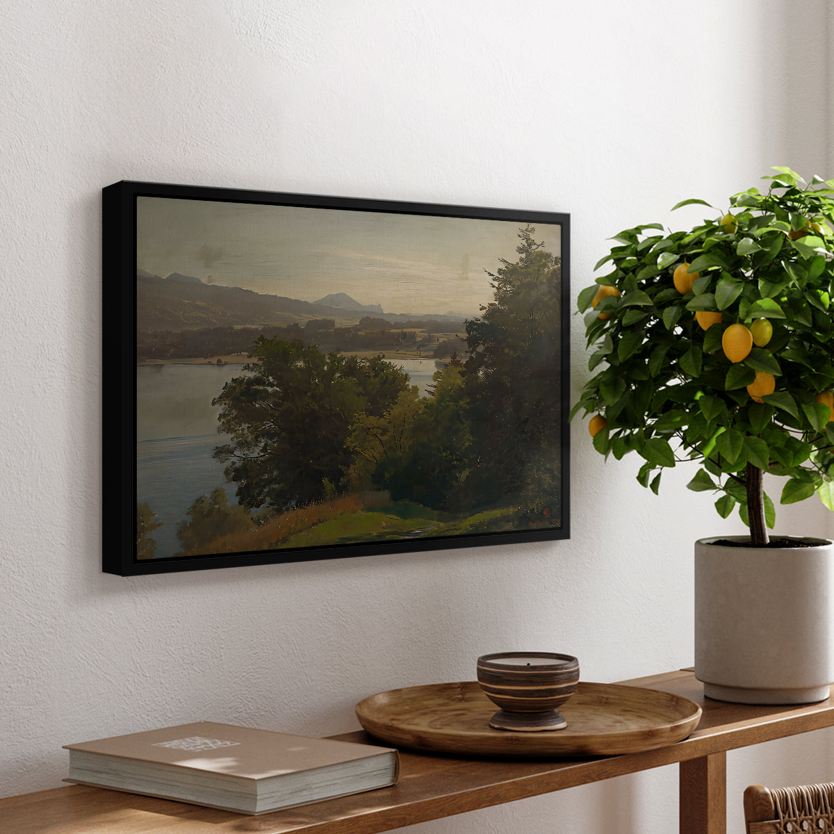 View of the Mondsee, 1870 - Floater Framed Canvas Print