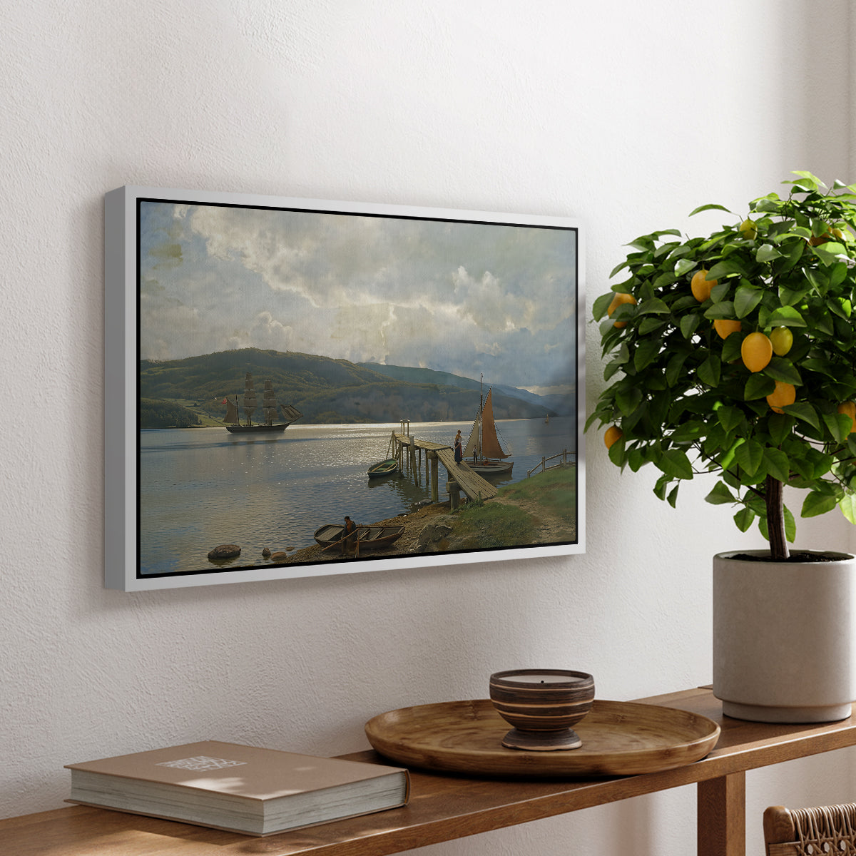 The Jetty at Feste near Moss, 1898 - Floater Framed Canvas Print