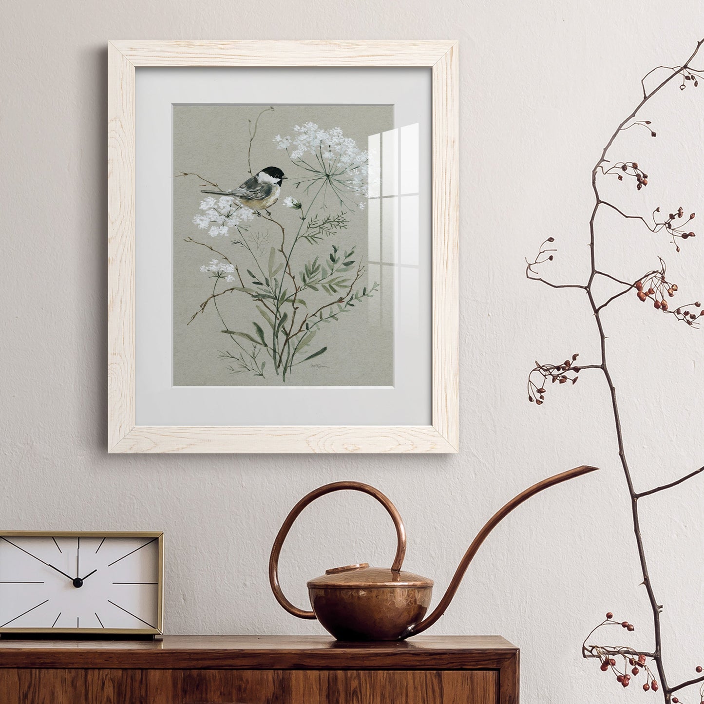Bouquet of Grace Bird I - Barnwood Framed Art Print
