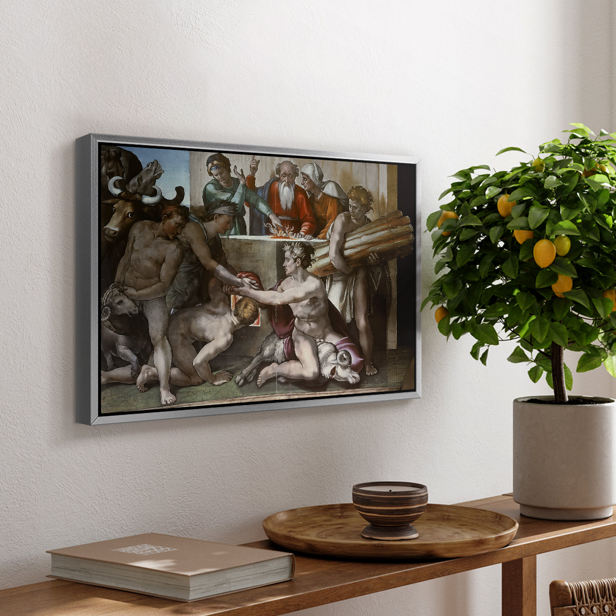 The Sacrifice of Noah (Sistine Chapel), 1509 - Floater Framed Canvas Print