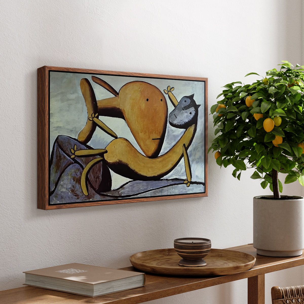 Cat and Big Fish, c. 1931 - Floater Framed Canvas Print