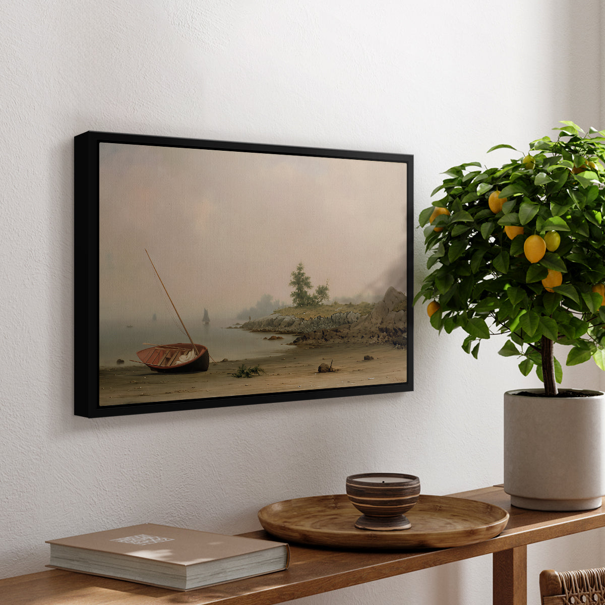 The Stranded Boat, 1863 - Floater Framed Canvas Print