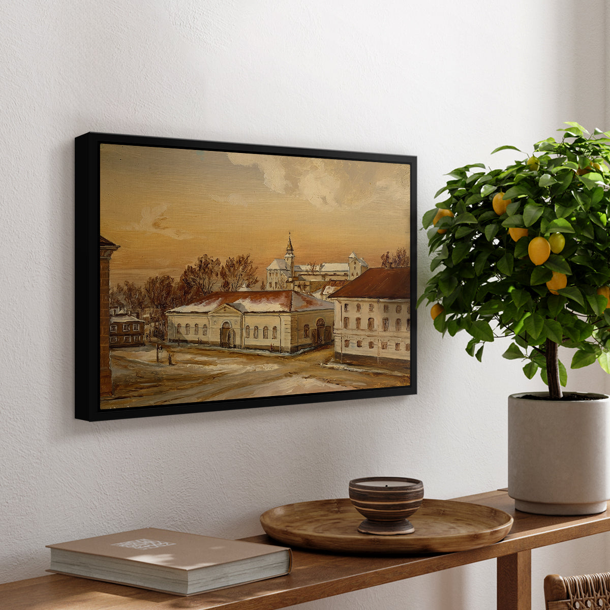 The Riding School at Akershus Castle, 1846 - Floater Framed Canvas Print