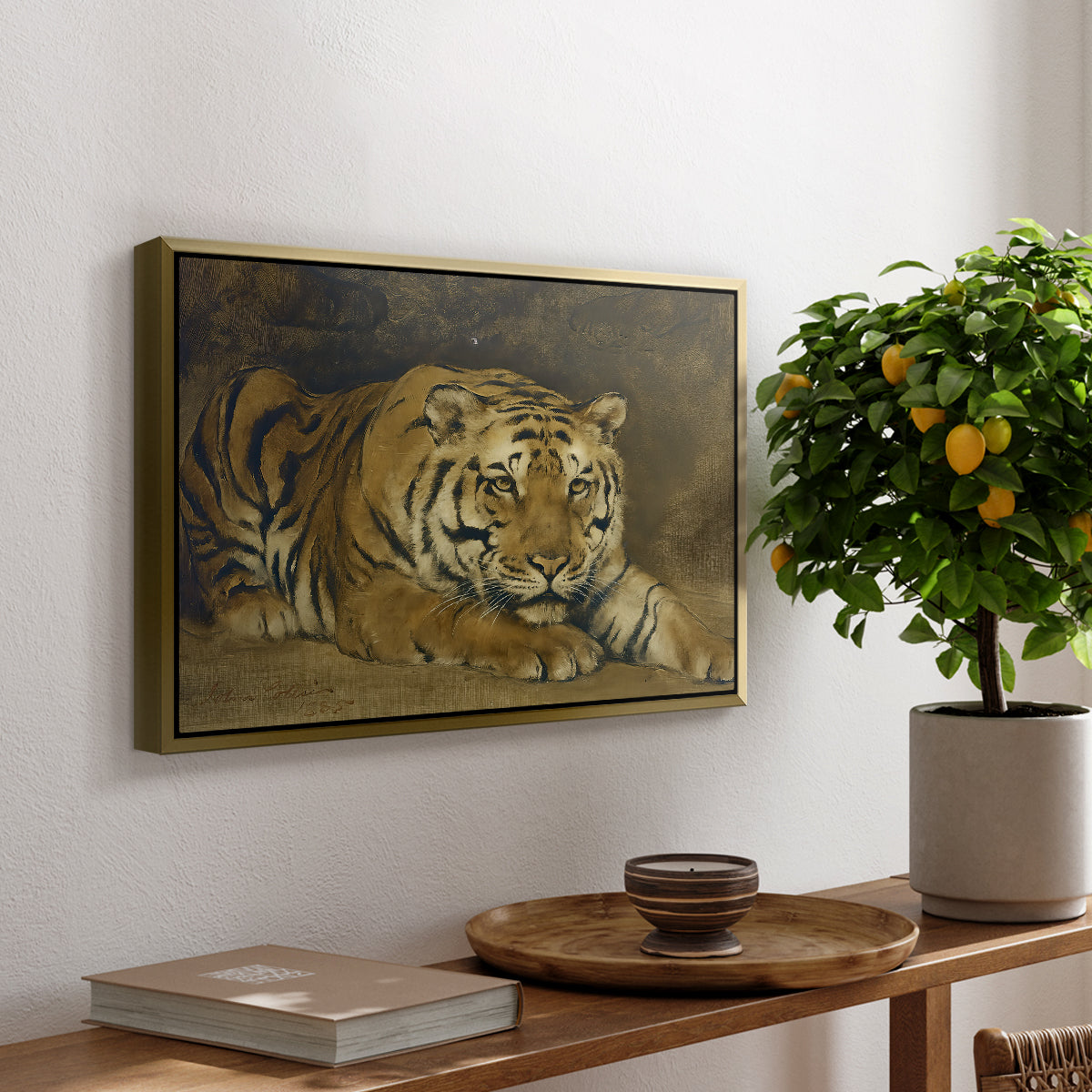 Study of a Tiger for Circe, 1885 - Floater Framed Canvas Print