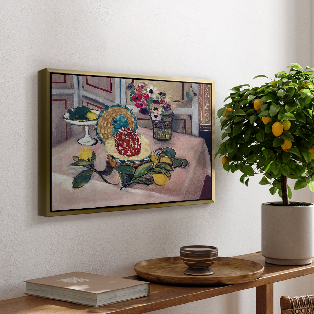 Still Life with Pineapple and Lemons, 1925 - Floater Framed Canvas Print