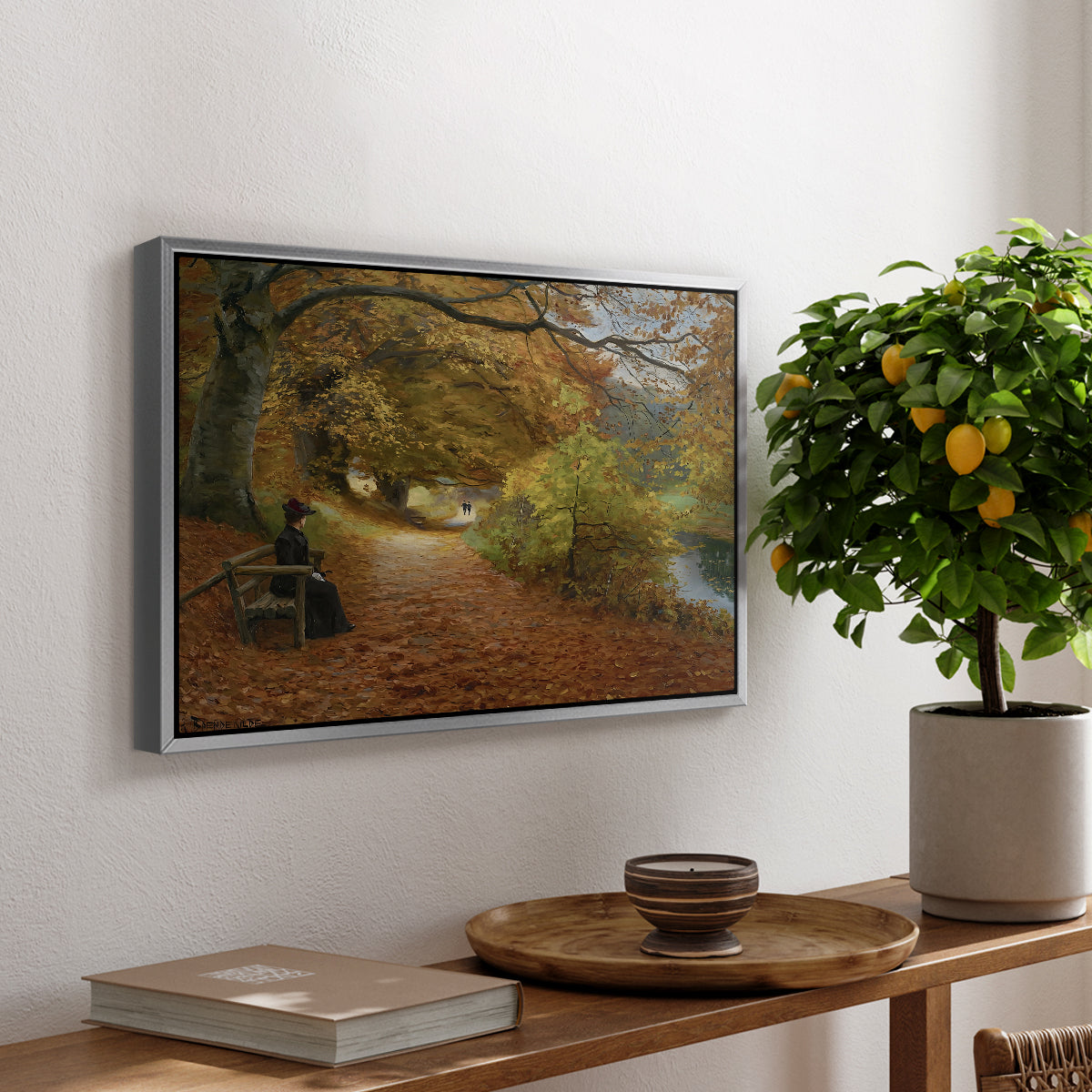 A Wooded Path in Autumn, 1902 - Floater Framed Canvas Print