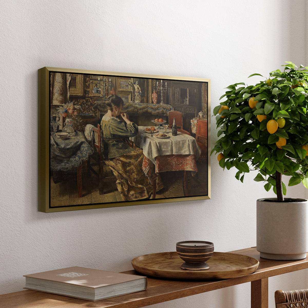 The Meal (De maaltijd), c. 1885 - Floater Framed Canvas Print