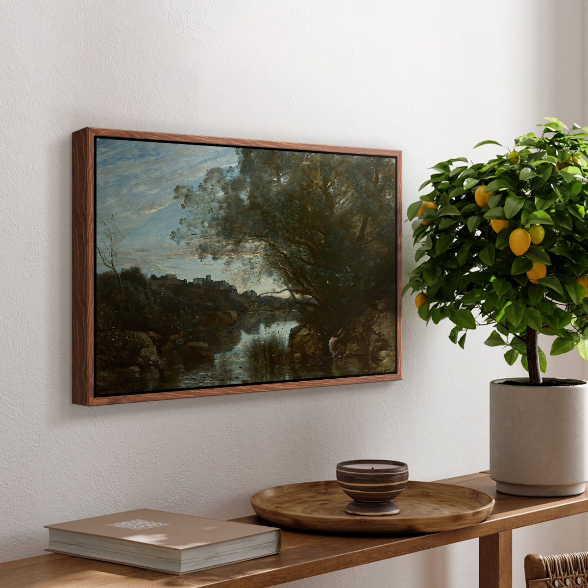 Souvenir of the Environs of Lake Nemi, 1865 - Floater Framed Canvas Print